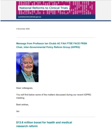 Image of the first page for the Inter-Governmental Policy Reform Group (IGPRG) – 3 November 2025 Newsletter