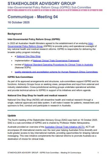 Stakeholder Advisory Group Meeting 04 – Communique cover image